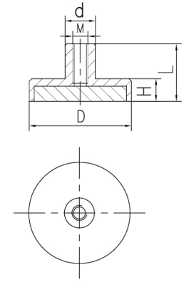 Magnet Threaded SWN2 Line Drawing Magnet Threaded SWN2 Line Drawing